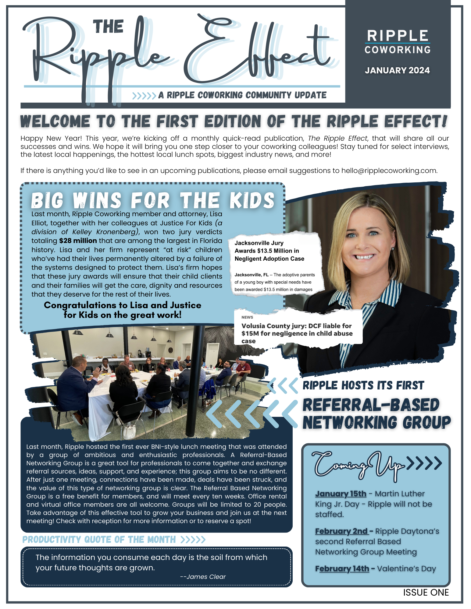 Ripple Coworking Monthly Newsletter - January 2024